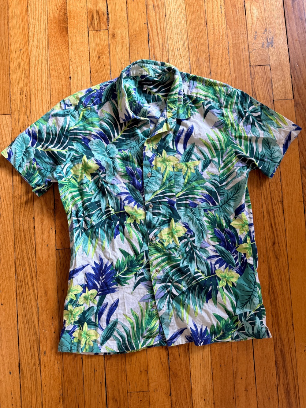 Vintage American apparel Tropical Leaf Print button down - Green & Blue